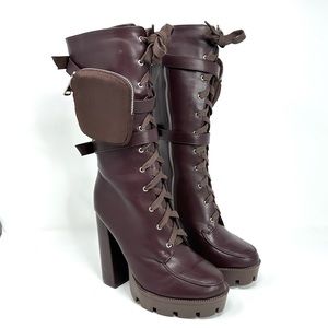 Fashion Nova I Don't Care Chocolate Heeled Booties